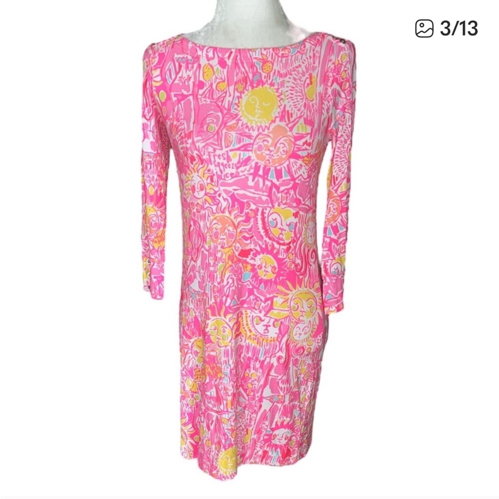 Lilly Pulitzer Sophie Pink and Yellow Knit Dress Size L. Great beach cover up.